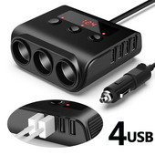 120 W-os autós szivargyújtó adapter gyorstöltő 3.0 12V/24V 3 kimeneti tápelosztó DC kimenet 8.5A 4 USB porttal