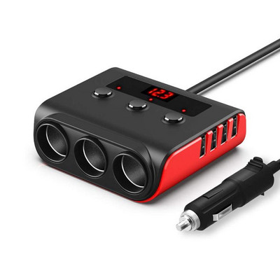 120 W-os autós szivargyújtó adapter gyorstöltő 3.0 12V/24V 3 kimeneti tápelosztó DC kimenet 8.5A 4 USB porttal