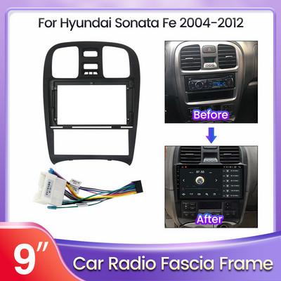 За Android Всичко-в-едно Автомобилно радио Фасция Комплект за табло Fit Installation Trim Facia Face Panel Frame for Hyundai Sonata Fe 2004-2012