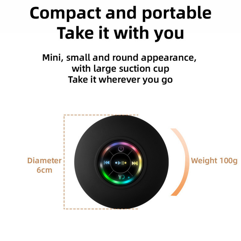 Mini Bluetooth hangszóró vízálló fürdőszobai audio vezeték nélküli zuhanyhangszórók RGB lámpa telefonhoz Soundbar kézi szabad autós hangszóró