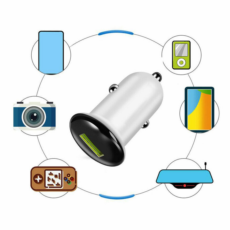 Automobilinio telefono įkroviklis mažas grybas Daugiafunkcis mini USB įkrovimo adapteris 12-24v 2.4a 3.1a Qc3.0 Quick Charge
