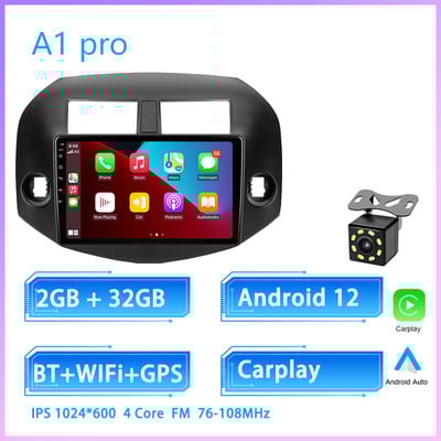 JIULUNET 8 nuclee Radio Auto Android 12 pentru Toyota RAV4 3 XA30 2005 - 2013 Player Multimedia Navigare Carplay AUTO 2 Din