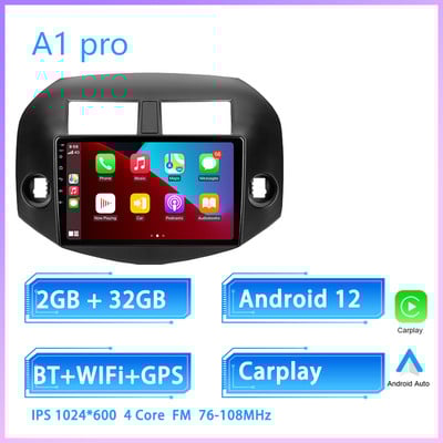 JIULUNET 8 nuclee Radio Auto Android 12 pentru Toyota RAV4 3 XA30 2005 - 2013 Player Multimedia Navigare Carplay AUTO 2 Din