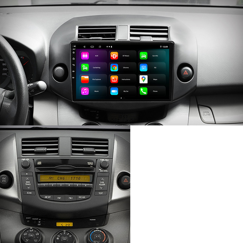 JIULUNET 8 nuclee Radio Auto Android 12 pentru Toyota RAV4 3 XA30 2005 - 2013 Player Multimedia Navigare Carplay AUTO 2 Din
