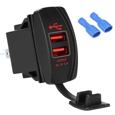 5V 3.1A LED rezistent la apă pentru mașină RV rulotă Adaptor automat porturi USB duale Încărcător universal antipraf pentru telefon Încărcător auto