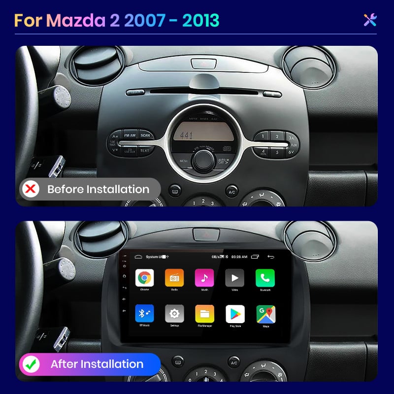AWESAFE PX9 pentru Mazda 2 Android Mazda2 2007 2008 2011 2012 Autoradio Multimedia GPS 2 din Android Carplay Auto Radio 8+128GB