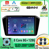 Mașină Android 12 pentru VW Passat b8 2015 - 2020 Radio Autoradio Player Multimedia Navigație GPS Wireless Carplay BT FM 4G 360 CAM