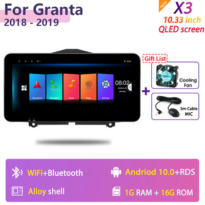 Vtopek 2Din 10,33" QLEDScreen ötvözet sztereó autórádió multimédiás videolejátszó LADA Granta Cross 2018-2019 GPS Auto Carplayhez