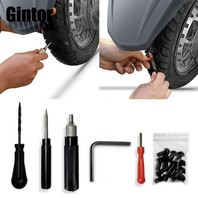 Car Motorcycle Tire Repair Plugger Tools Set Tire Wheel Repair Kit Mushroom Plug Probe Nozzle Tubeless Quick Tire Repair Tools