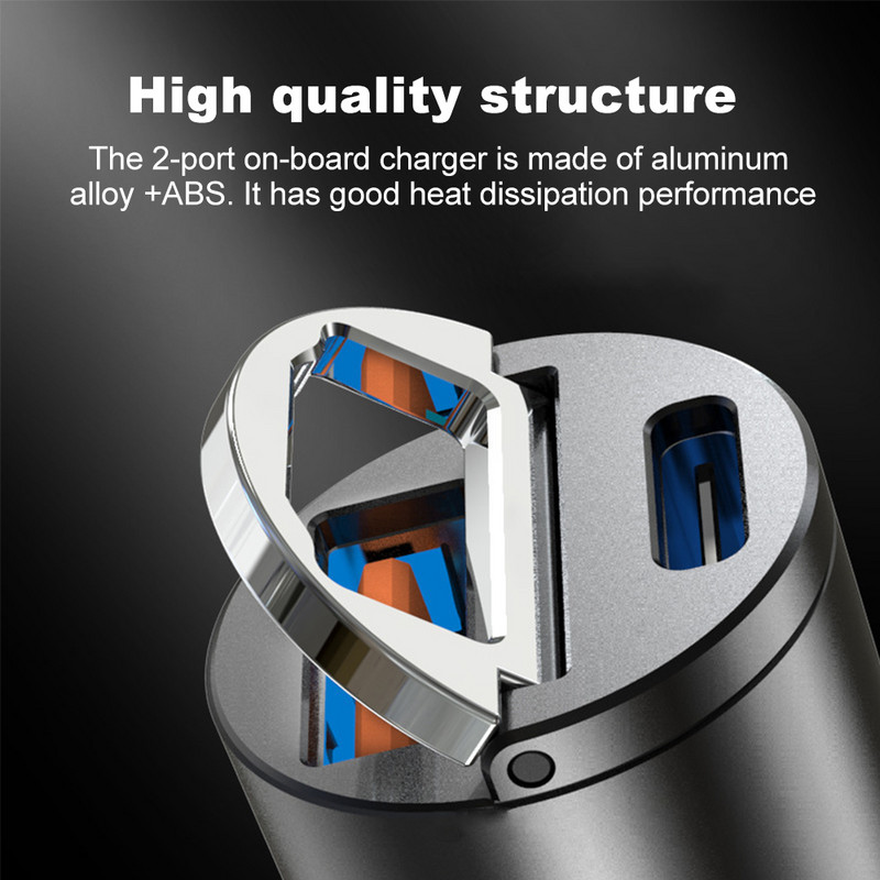 Încărcător auto 30W Încărcător rapid USB QC 3.0 Încărcare rapidă Tip C PD Adaptor de încărcare Brichetă pentru telefon mobil