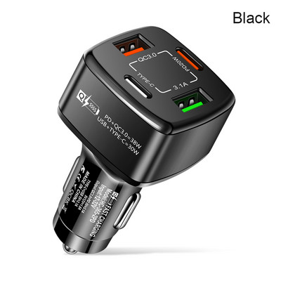 38W PD+type-c QC3.0 Încărcător rapid USB Adaptor încărcător auto One Drag Four Flash Priză încărcător auto 12V 24V pentru Iphone Xiaomi