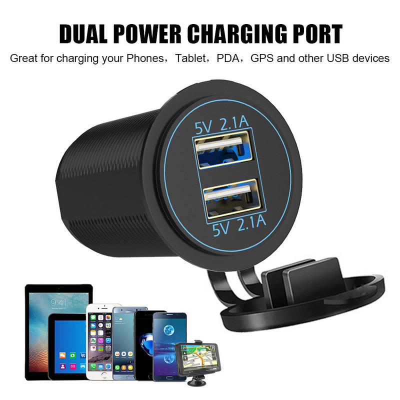 Încărcătoare rapide USB 12V 24V Splitter de circuit Accesorii de priză LED pentru mașină Auto Marină Navă Motocicletă Camion Rulotă Van