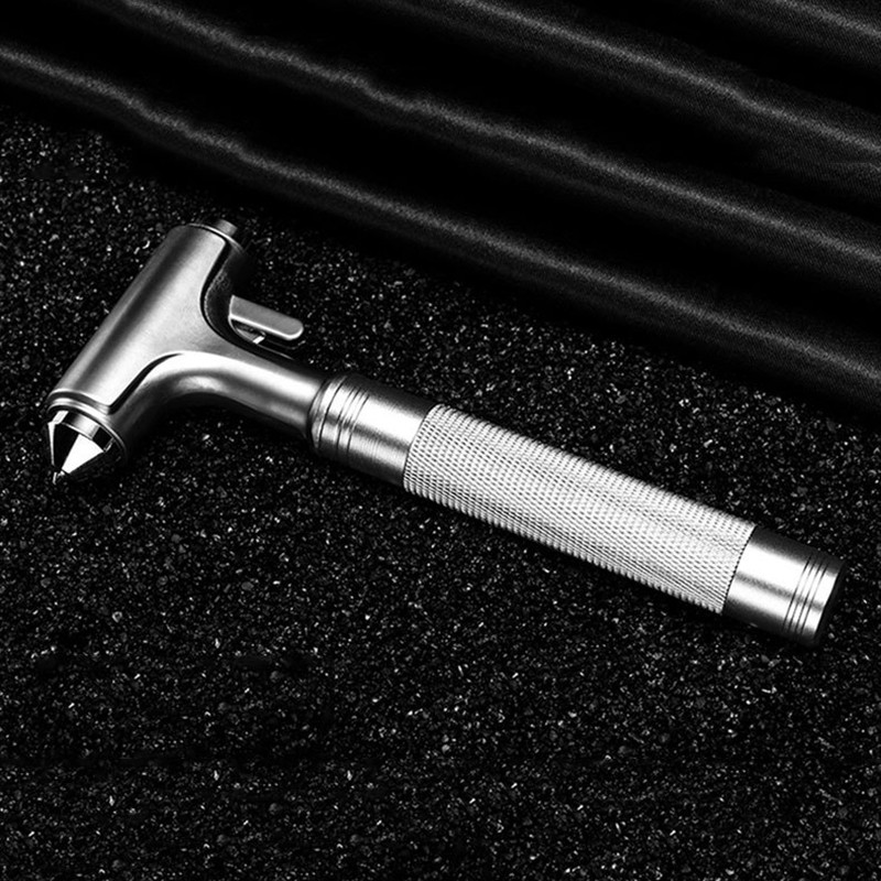 Automobilio saugos plaktukas Metalinis anglinis plienas 3 viename daugiafunkcinės dvigubos galvutės, nupjaunamos saugos diržo lango pertraukiklio išgyvenimo avarinis įrankis