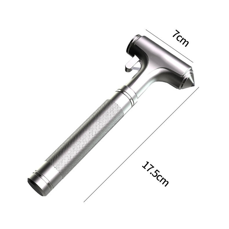 Automobilio saugos plaktukas Metalinis anglinis plienas 3 viename daugiafunkcinės dvigubos galvutės, nupjaunamos saugos diržo lango pertraukiklio išgyvenimo avarinis įrankis