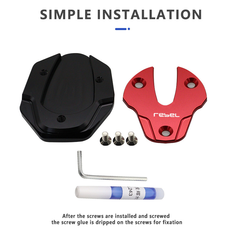 Suport pentru motociclete Picior Suport lateral Extensie Placă de suport pentru HONDA REBEL CM 300 500 CM300 CMX300 CMX500 Aliaj de aluminiu