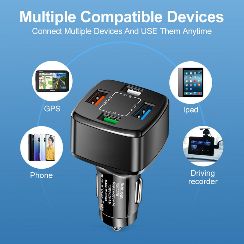 Încărcător de mașină PD USB Încărcare rapidă tip C Încărcător de telefon mobil pentru Iphone Samsung USB C QC 3.0 Încărcătoare pentru brichetă pentru tabletă