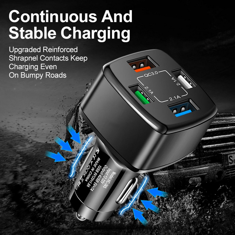 Încărcător de mașină PD USB Încărcare rapidă tip C Încărcător de telefon mobil pentru Iphone Samsung USB C QC 3.0 Încărcătoare pentru brichetă pentru tabletă