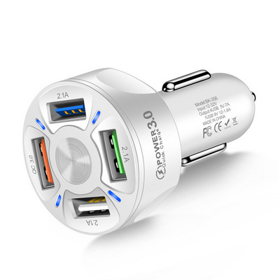 QC 3.0 autós töltő öngyújtó töltőadapter gyorstöltés 3 4 5 USB port LED jelzőfénnyel iPhone Xiaomi Huaweihez