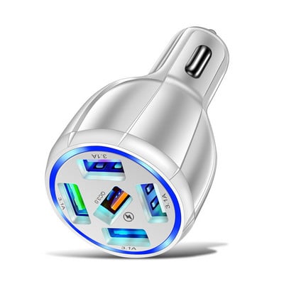 QC 3.0 autós töltő öngyújtó töltőadapter gyorstöltés 3 4 5 USB port LED jelzőfénnyel iPhone Xiaomi Huaweihez