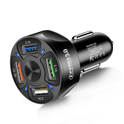 QC 3.0 autós töltő öngyújtó töltőadapter gyorstöltés 3 4 5 USB port LED jelzőfénnyel iPhone Xiaomi Huaweihez