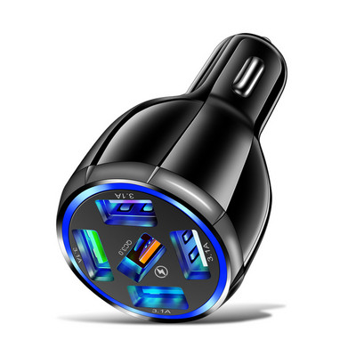 QC 3.0 autós töltő öngyújtó töltőadapter gyorstöltés 3 4 5 USB port LED jelzőfénnyel iPhone Xiaomi Huaweihez