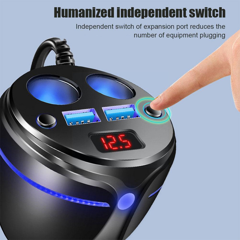 Splitter pentru brichetă auto USB dual 3.1A Suport pentru țigarete pentru pahare Accesorii pentru separator pentru brichetă Încărcător pentru mașină W3F0