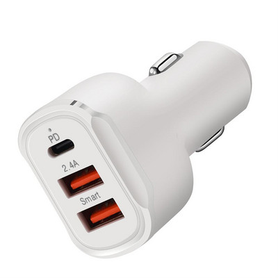 PD+2.4a Tip-c Încărcător auto Dual Usb Adaptor de încărcare universal 12-24V Priză țigară Încărcător rapid pentru telefon mobil