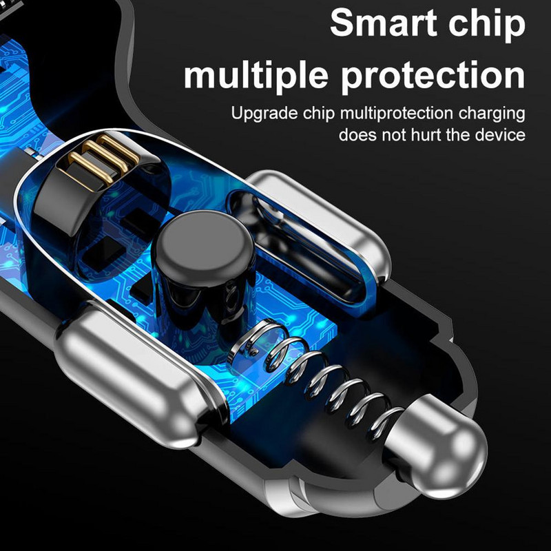 PD+2.4a Tip-c Încărcător auto Dual Usb Adaptor de încărcare universal 12-24V Priză țigară Încărcător rapid pentru telefon mobil