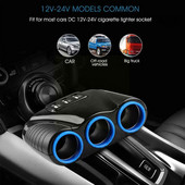 12v-24v țigară mașină 3 în 1 brichetă splitter mufă usb încărcător mușcă adaptor port 3 căi auto pentru telefon Dvr accesorii O3i6