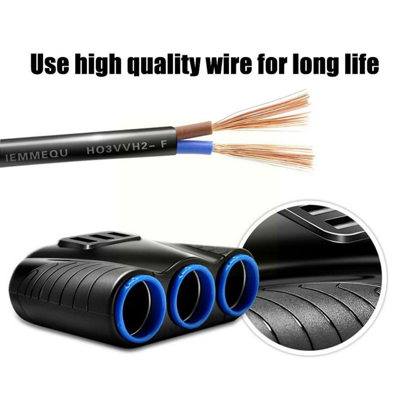 12v-24v țigară mașină 3 în 1 brichetă splitter mufă usb încărcător mușcă adaptor port 3 căi auto pentru telefon Dvr accesorii O3i6