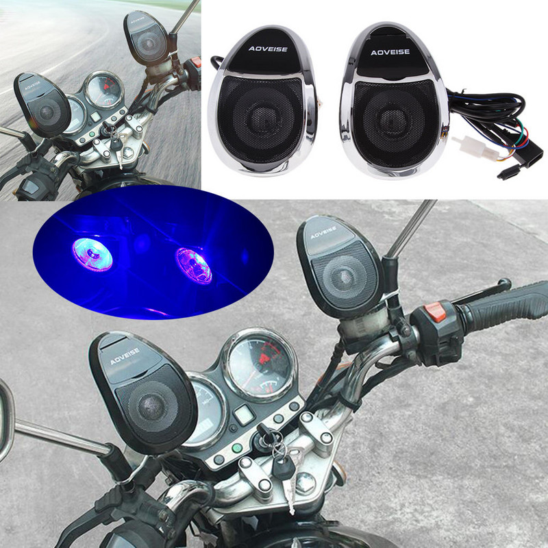Sistem audio Bluetooth pentru motociclete Radio FM Difuzor stereo Player MP3 Crom
