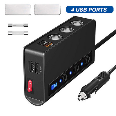 12V-24V 180W Încărcare rapidă Qc3.0 Priză de încărcare auto Dispenser de brichetă USB cu 4 porturi Aparate electrice pentru mașină