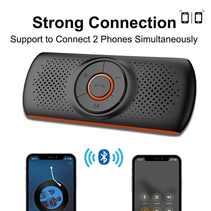 Autós Bluetooth hangszóró T826 Bluetooth autós kihangosító telefon kihangosított beszélgetéshez, vezeték nélküli autós zenelejátszó napellenzővel