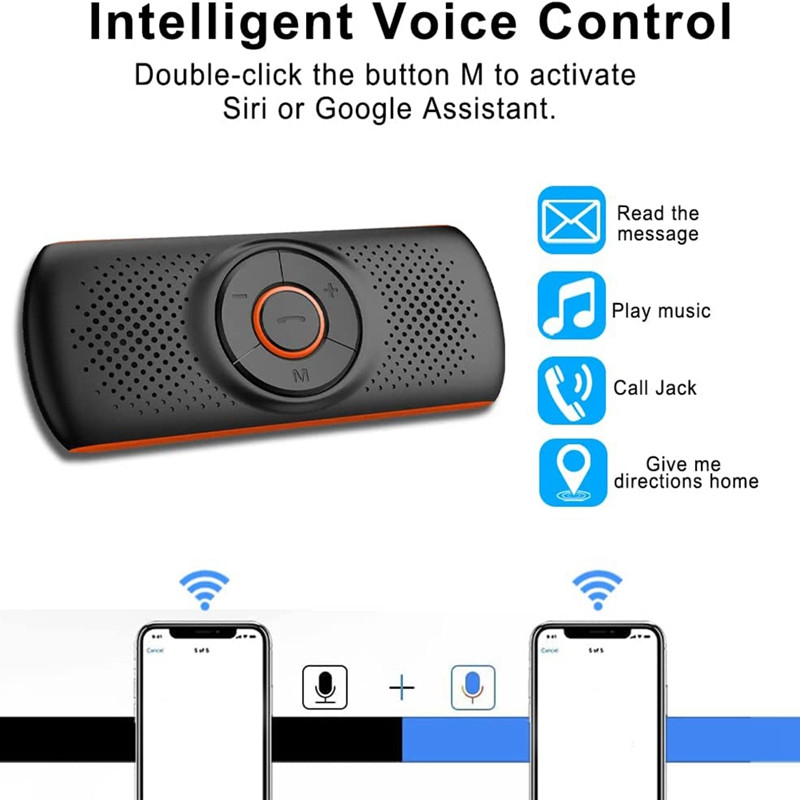 Autós Bluetooth hangszóró T826 Bluetooth autós kihangosító telefon kihangosított beszélgetéshez, vezeték nélküli autós zenelejátszó napellenzővel
