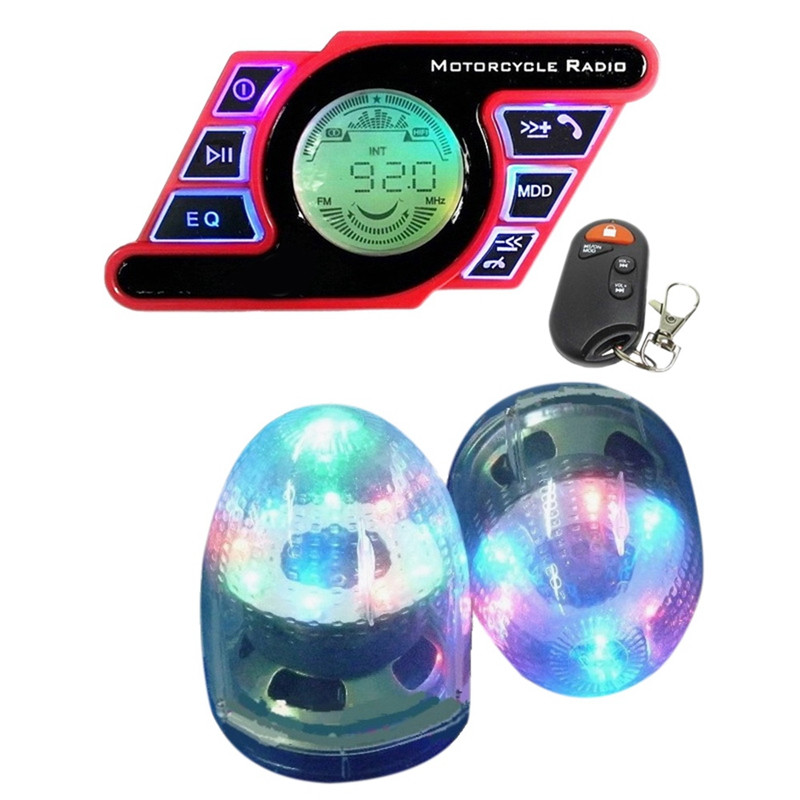 Lampă cu LED-uri multicolore Motocicletă Sunet Bluetooth Sistem audio Difuzoare stereo Mâini libere Radio MP3 Music Player