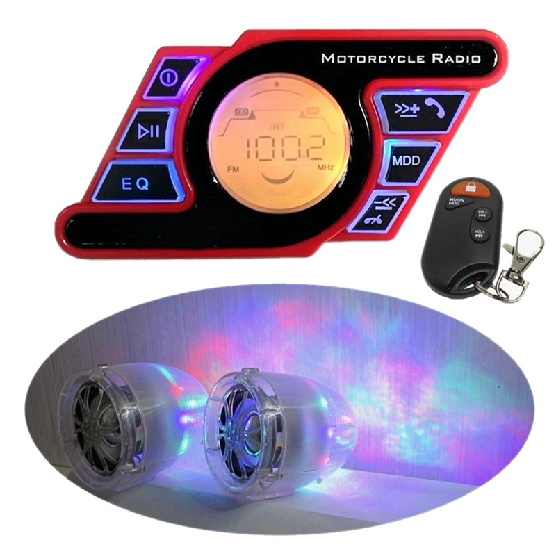 Lampă cu LED-uri multicolore Motocicletă Sunet Bluetooth Sistem audio Difuzoare stereo Mâini libere Radio MP3 Music Player