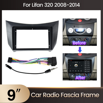 2 Din Radio Fascia for Lifan 320 2008-2014 Stereo Panel Mounting Installation Dash Kit Frame Adapter Bezel Kit Cable