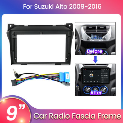 MEKEDE 2Din Car DVD Frame Audio Fitting Adaptor Dash Trim Facia Panel 9inch For Suzuki Alto 2009-2016 Auto Radio Player