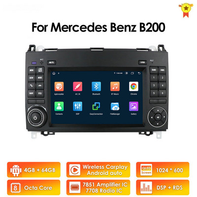 Octa Core DSP Android 11 autórádió lejátszó GPS Mercedes Sprinter W906 Benz B200 AB osztály W169 W245 Viano VitoW639 Multimeida