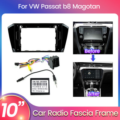 2 Din car stereo radio frame panel cover trim kit panel For Volkswagen Passat B8 Magotan 2015 canbus cable kit