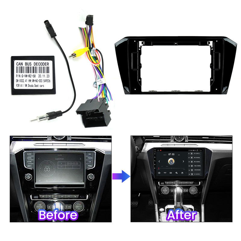 2 Din automagnetola radijo rėmo skydelio dangtelio apdailos komplekto skydelis skirtas Volkswagen Passat B8 Magotan 2015 canbus kabelių komplektui