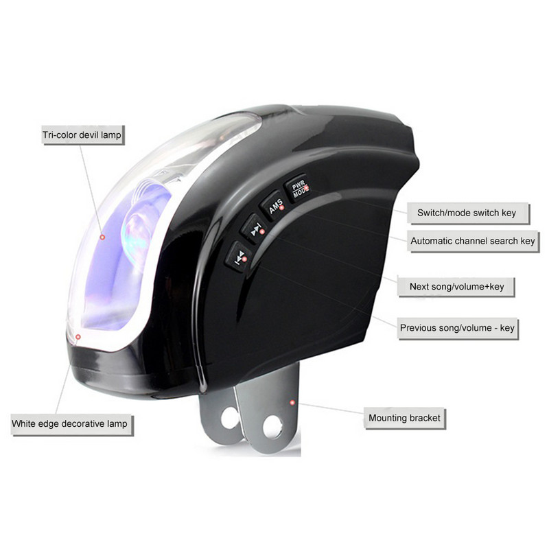 Difuzor pentru motociclete Sistem audio de sunet 12V Difuzor pentru motociclete Player audio IPX4 Impermeabil compatibil Bluetooth pentru scuter ATV