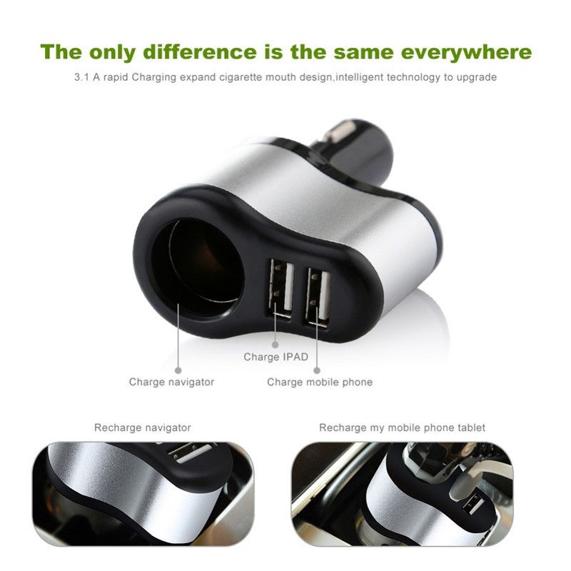 3.1A dupla USB szivargyújtó autós töltő szivargyújtó aljzat öngyújtó gyorstöltő tápellátás automatikus USB adapter minden okostelefonhoz