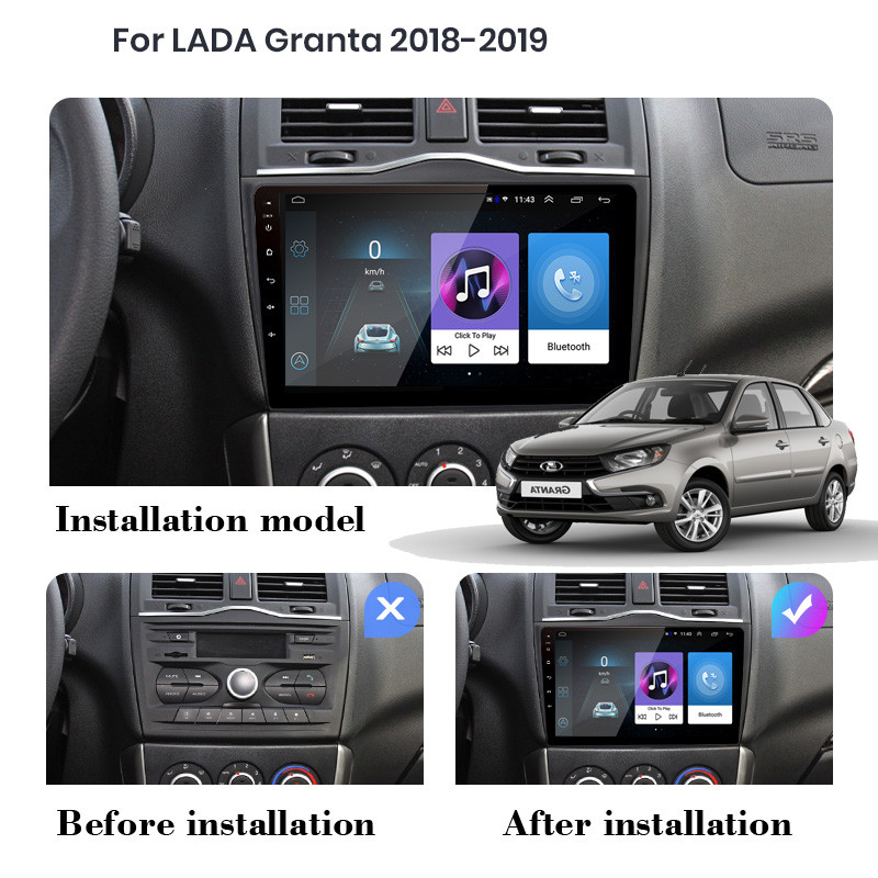 Android 10.0 4+64G/2+32G Carplay Audio Radio Auto Player Multimedia Navigare GPS 2DIN NO DVD pentru LADA Granta Cross 2018 2019