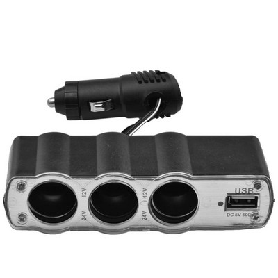 3 viename 3 lizdas cigarečių žiebtuvėlio skirstytuvas 12 V automobilio maitinimo adapteris su USB įkrovimo prievadais automobilio prietaisų skydelio automobilio šildytuvo šildomai pagalvėlėms