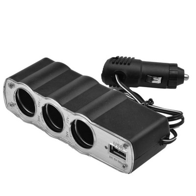 3 în 1 3 prize Splitter brichetă 12 V adaptor de alimentare pentru mașină cu porturi de încărcare USB pentru bordul mașinii încălzitor auto pernă încălzită