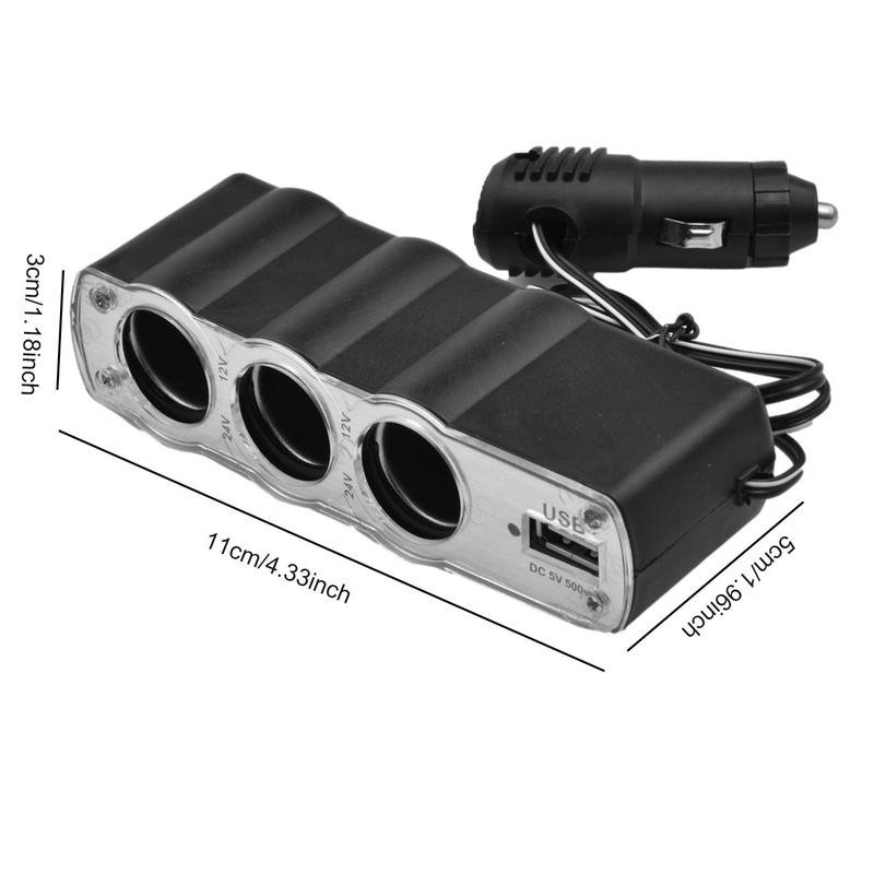 3 în 1 3 prize Splitter brichetă 12 V adaptor de alimentare pentru mașină cu porturi de încărcare USB pentru bordul mașinii încălzitor auto pernă încălzită