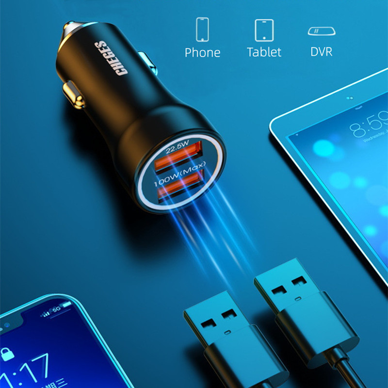 TG 100W Încărcător pentru telefon auto PD 20W Port dublu tip C Adaptor pentru brichetă auto USB Încărcător auto pentru încărcare rapidă pentru iPhone HUAWEI
