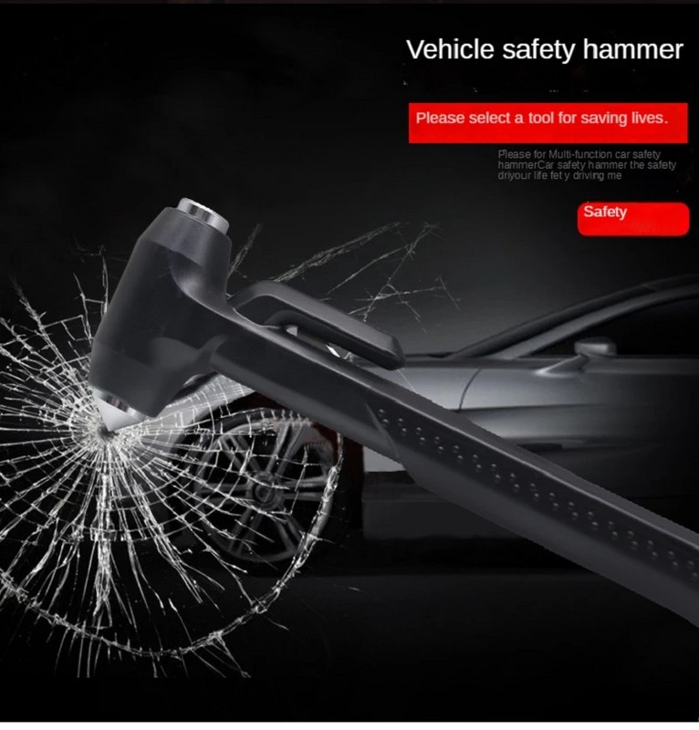 Mini ciocan multifuncțional din oțel carbon pentru siguranța mașinii, ciocan de salvare a vieții, ciocan de urgență, tăietor centură de siguranță, sparg de sticlă pentru fereastră