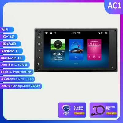 Autoradio Android Auto Radio Navigație Gps Universal 7 inch Stereo Wifi 2Din pentru Crown Allion Auris Hiace Celica Highlander Yaris